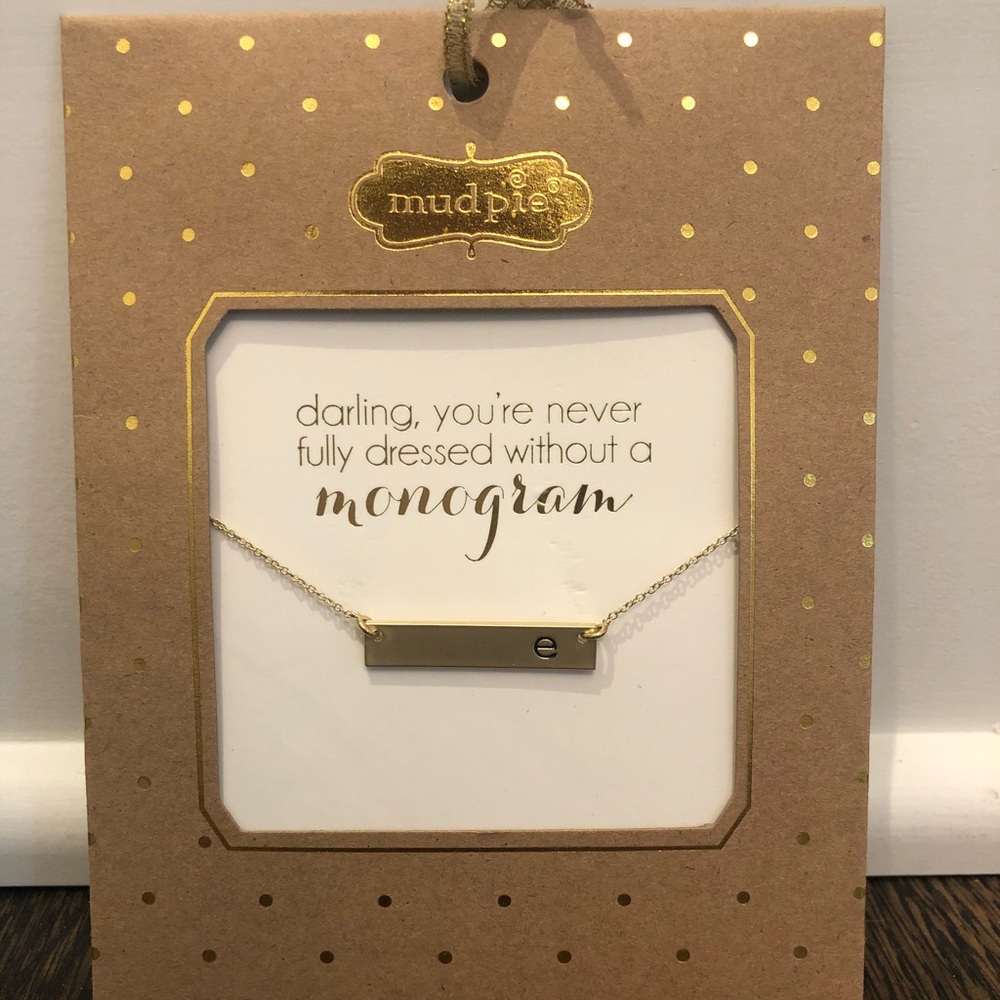 Initial (E) Gold Bar Necklace